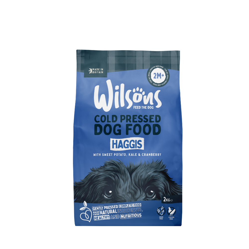 Wilsons Cold Pressed Dog Food Haggis package on a white background
