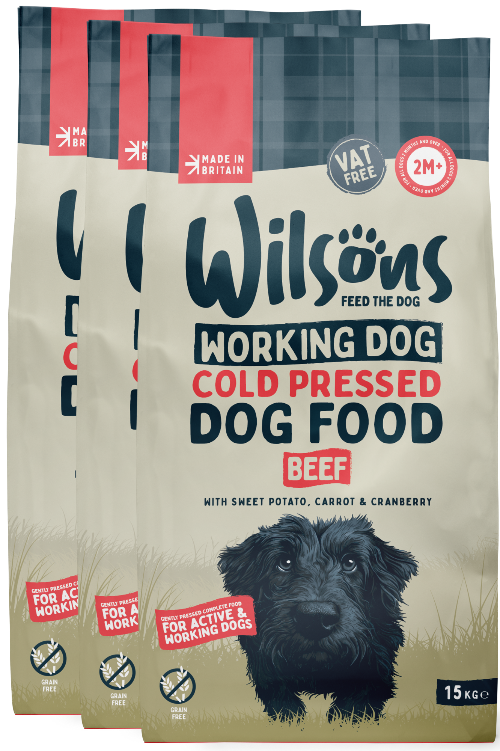 Bundle of 3 Beef cold pressed working dog food with sweet potato, carrot and cranberry
