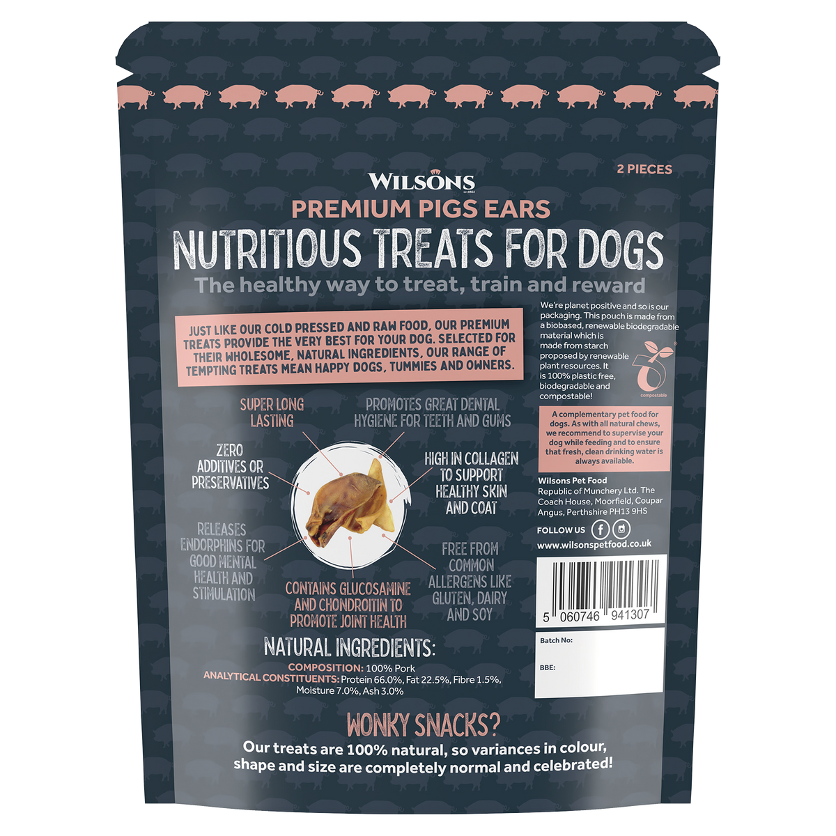 Premium Pigs Ears Natural Dog Treats Wilsons Pet Food