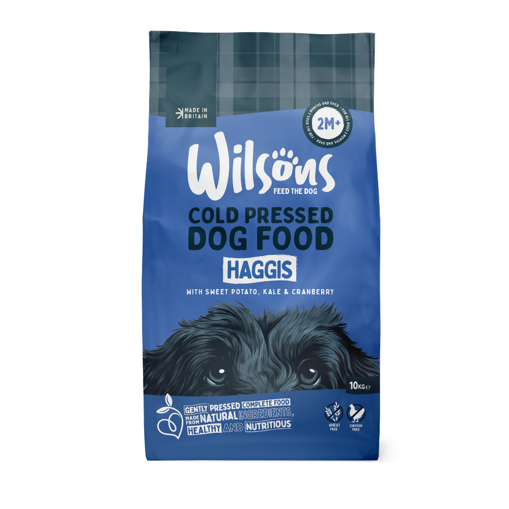 Bag of Wilsons Cold Pressed Dog Food Haggis on a white background