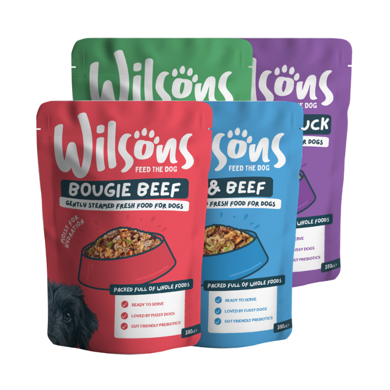 Red Meat bundle of Wilsons Fresh dog food on a white background