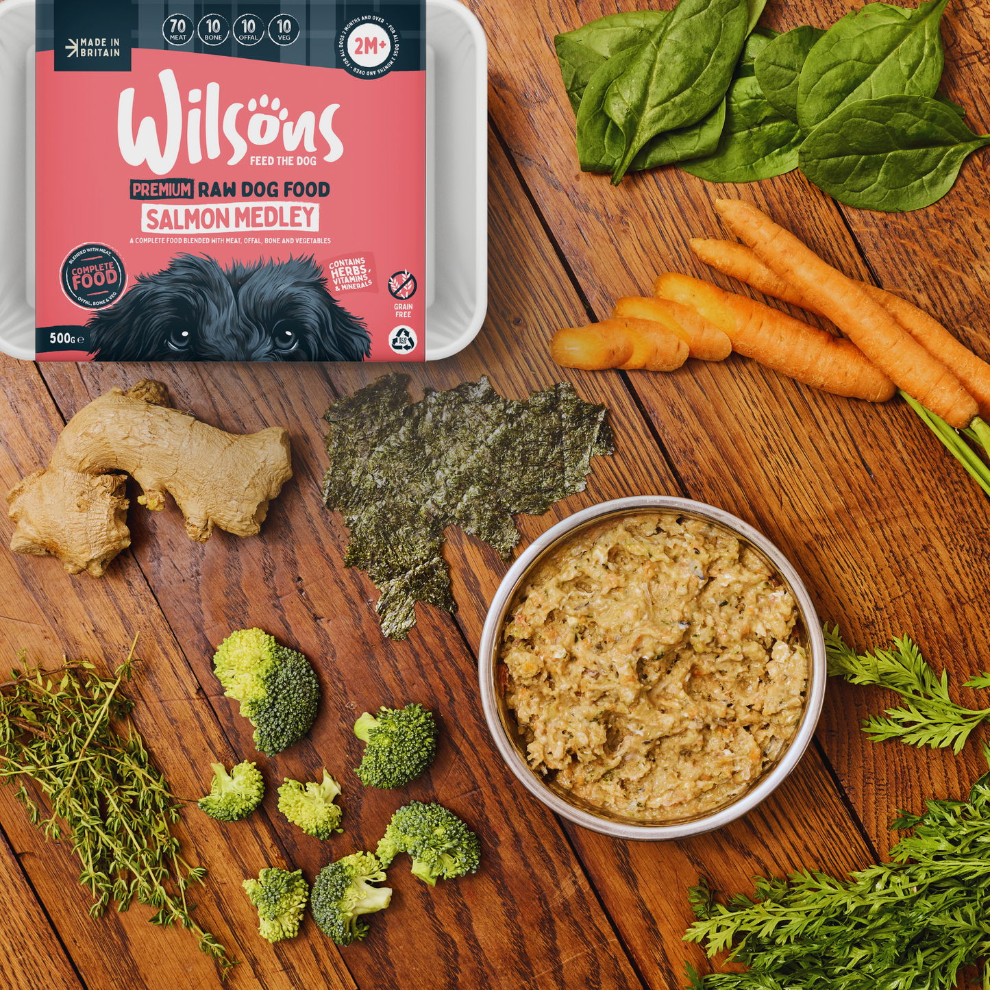 Salmon Medley Premium Complete Raw Frozen Dog Food