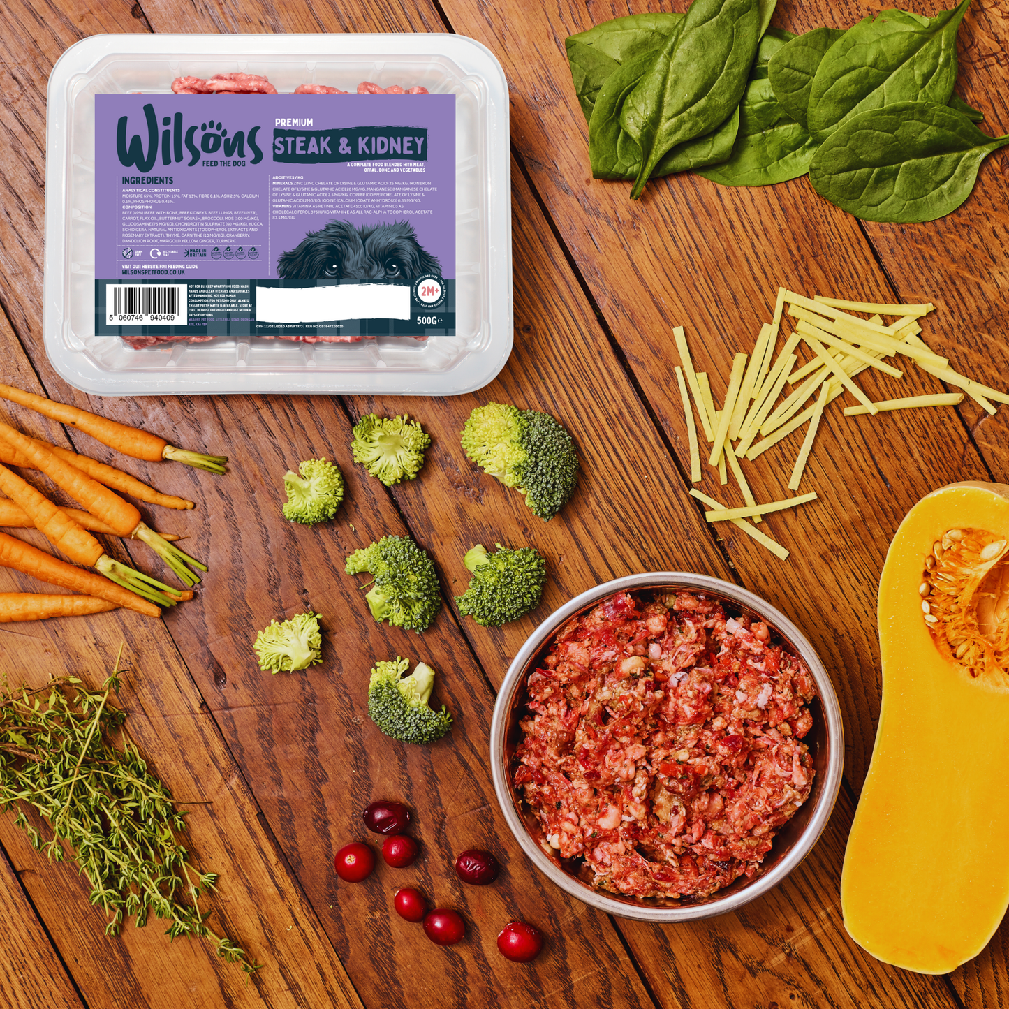 Steak & Kidney Premium Complete Raw Frozen Dog Food