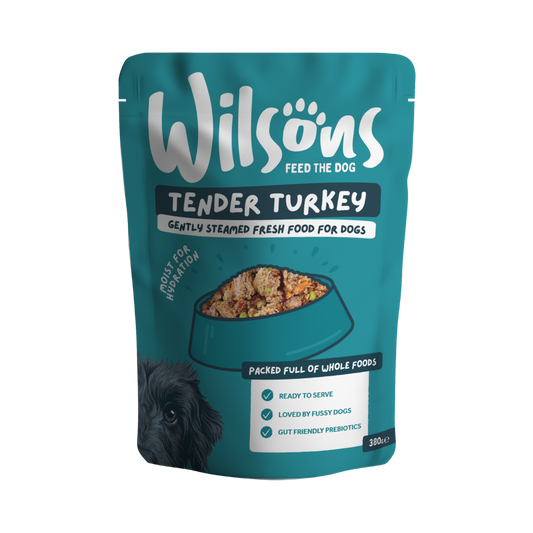 Wilsons Tender Turkey fresh dog food package 