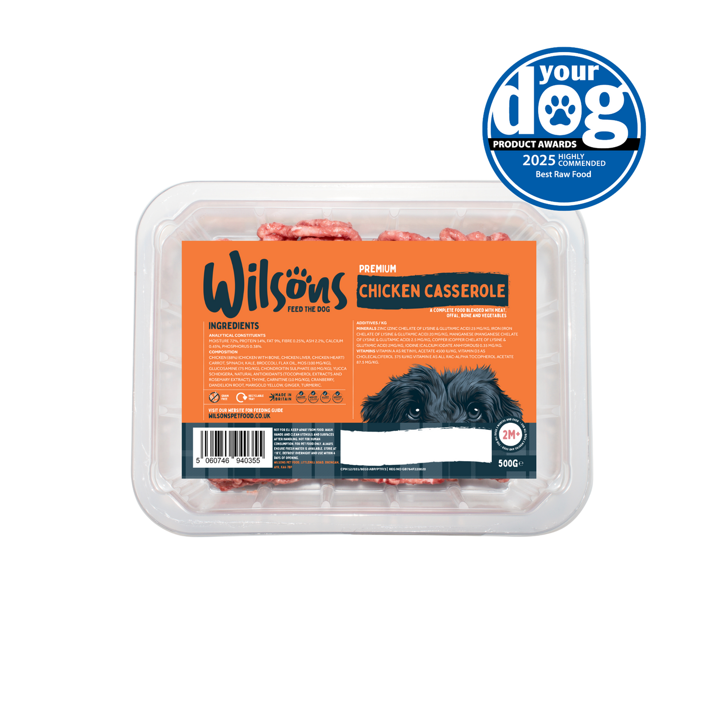 Chicken Casserole Premium Complete Raw Frozen Dog Food