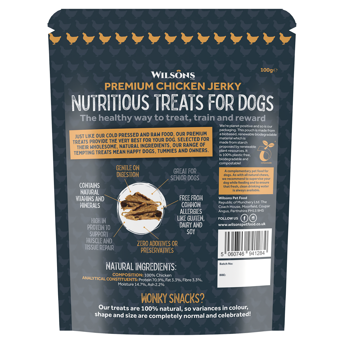 Premium Chicken Jerky Natural Dog Treats Wilsons Pet Food